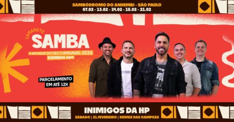Camarote Samba 2026 com Inimigos da HP Desfile das Campes