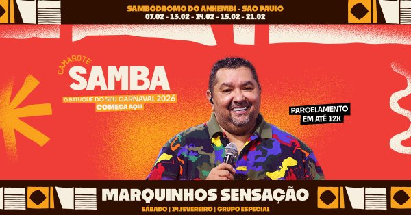 Camarote Samba 2026 com Marquinhos Sensao Grupo Especial